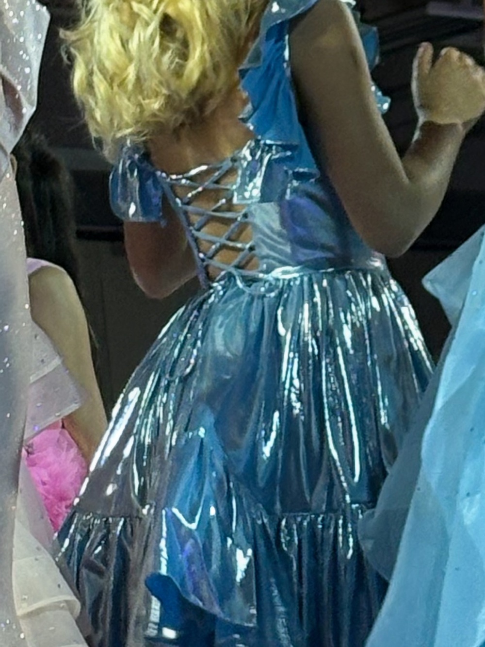 Jovani Shiny Light Blue Iridescent Party Dress - Picture 3 of 5